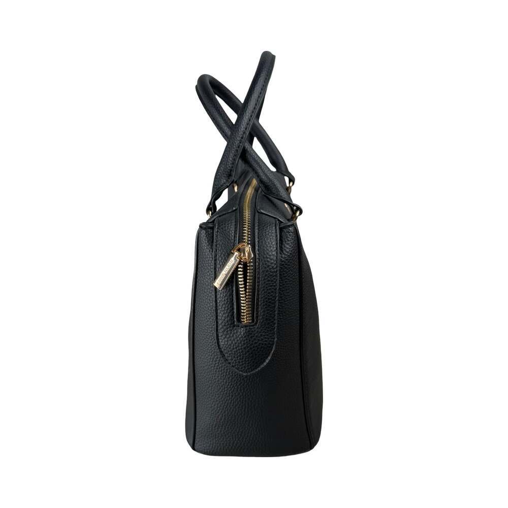 Anne Klein Black Pebbled Faux Leather Satchel Handbag - Picture 2 of 5